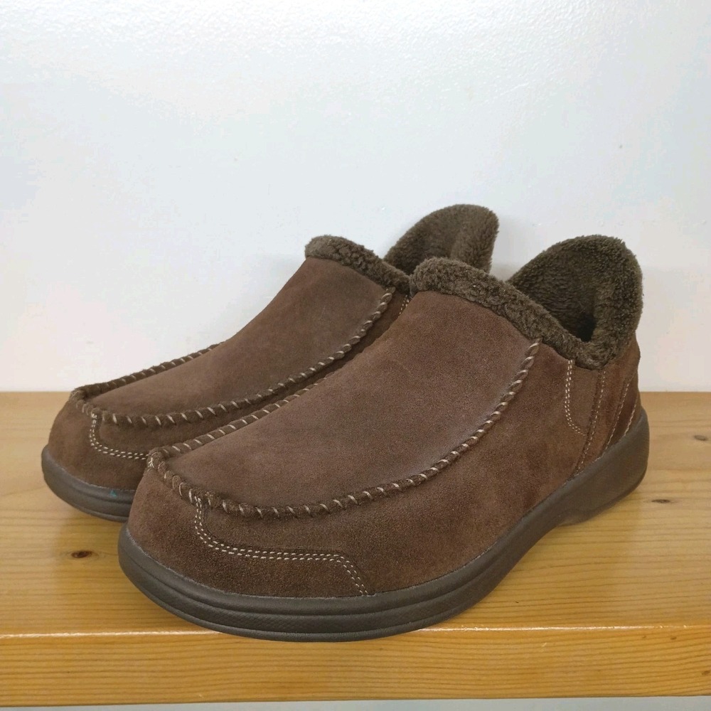 Orthofeet Vito Hands-free Suede Leather Shoes Men's Size 10 EE Wide Brown